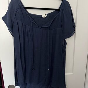 Westport Dark Blue Blouse with Tie Detail